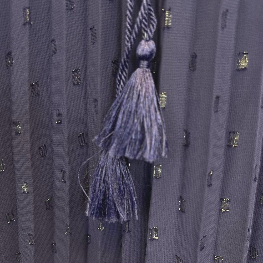 Lane Bryant Pleated Tank Top Navy Blue Metallic Dot Tassel Tie Blouse Size 24 - Picture 8 of 11